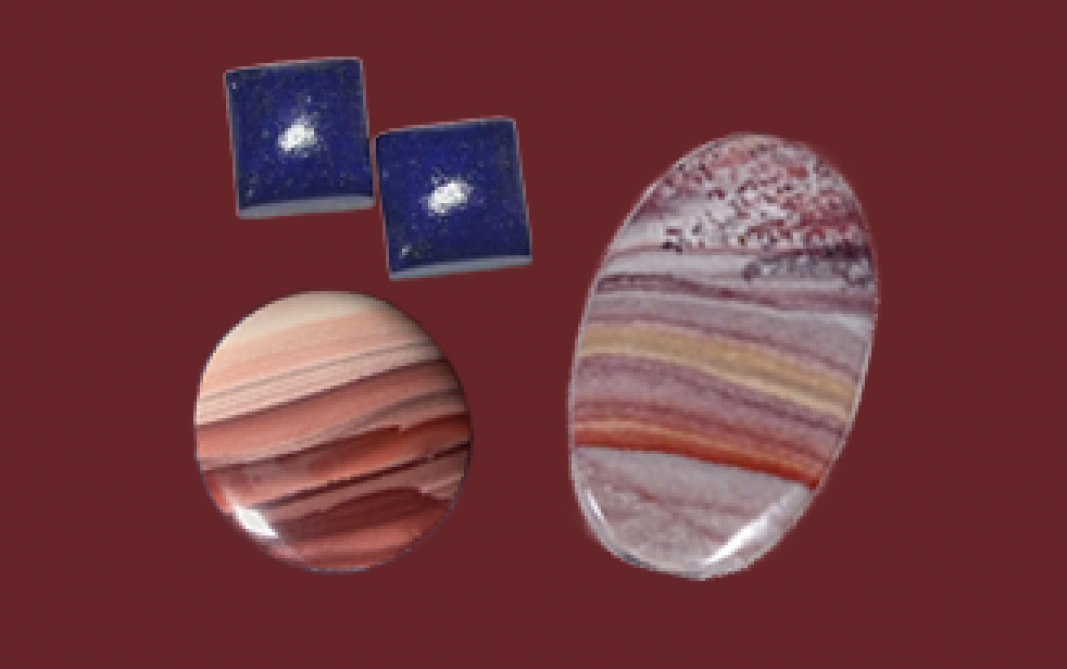 Image of beginning lapidary projects, round, oval and square cabochons